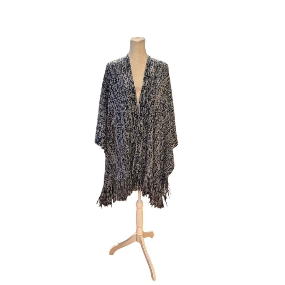 Women's Fringe Poncho Kimono Multicolor One Size